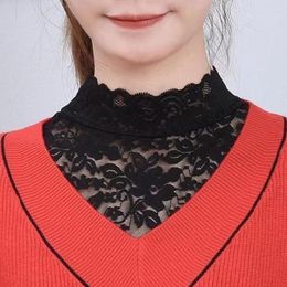 Bow Ties XXL White Black Fake Collar Lace Floral Women Shirt Detachable Blouse Tops False Removable Tie Sweater Decor