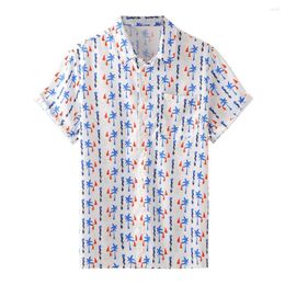 Men's Casual Shirts Metallic Blouse Loose Short Sleeve Print Button Down T-Shirt Summer Regular-Fit Top Turtle Neck Long