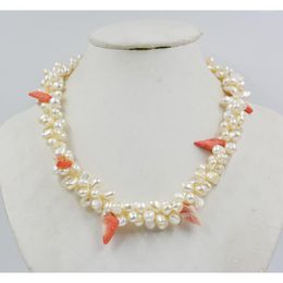 Choker The Last One. 3 Strand 8MM Natural White Baroque Pearl Necklace.50CM