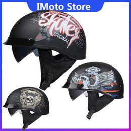 Motorcycle Helmets Helmet Retro Adult Vintage PU Leather Sun Visor And Retractable Detachable Warm Collar