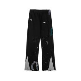 Mens Sweatpants Dept Designer cotton Sports Pants Letter Jeans Hand Painted Ink Splashing Stitched and Women High Street Drawstring 11