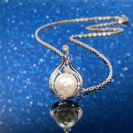 Pendant Necklaces Elegant Zircon Water Drop Necklace With Simulated Pearl Accessories Fashion Engagement Wedding Jewelry For Women