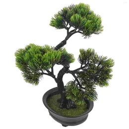 Decorative Flowers Faux Indoor Plants Artificial Potted Desk Welcome Song Fake Decors Adornments Abs Mini Bonsai