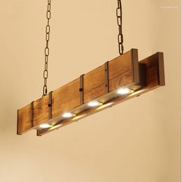 Pendant Lamps American Vintage Attic Pendent Lamp Wooden Dining Room Bar Table Clothing Store Industrial Style Led Lighting