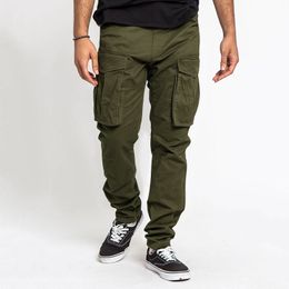 Mens Pants Cargo Trousers for Men Full Length Solid Colour Loose Multipocket Drawstring Pockets Males 4XL 230825