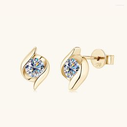 Stud Earrings Luxury 18K Gold Plated 925 Sterling Silver VVS1 3EX 5MM Real Moissanite Diamond Wedding Fine Jewellery Wholesale