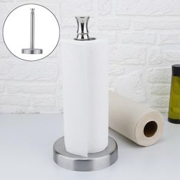 Kitchen Storage Stainless Steel Roll Paper Standing Holder Silver Plastic Wrap Rack Home Table Decor