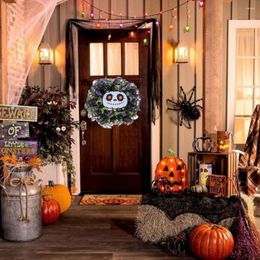 Decorative Flowers Halloween Wreath Spooky Ghost Pumpkin Face Fabric Decor Haunted House Door Window Party Create Atmosphere