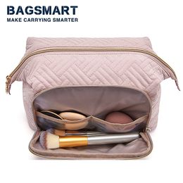 Cosmetic Bags Cases BAGSMART Makeup Bag Women's Cosmetic Bag Make Up Pencil Case Large Wide-open Pouch for Toiletries Travel Essentials 230823