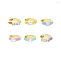 Hoop Earrings 2023 Summer Colorful Jewelry Gold Color Pastel Enamel 6PCS Multi Piercing Mini Earring