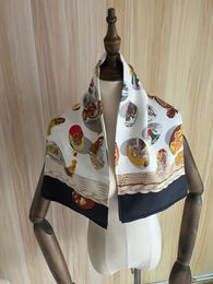 Scarves 2023 arrival fashion black 100 silk scarf 9090 cm square shawl twill wrap for women lady hijab 230823