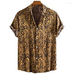 Men's Casual Shirts 2023 Men Short Sleeve Tops Trendy Tiger Print Oversized Clothing 6xl Harajuku Streetwear For Male Hawaiian