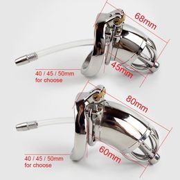 Cockrings Stainless Steel Antisepartion Chastity Lock with Urethral Sounds Catheter Stimulate Cock Cage Penis Ring Sm Sex Toy for Man Gay 230824