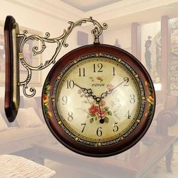 Wall Clocks Home Decor Ouran Authentic Antique Pastoral European High-grade Wood-sided Clock Creative