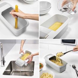 Microwave Pasta Cooker with Strainer Heat Resistant Pasta Boat Steamer Spaghetti Noodle Cooking Box Tool Kitchen Accessories HKD2308124.
