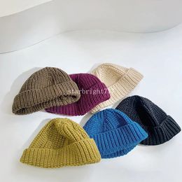 New Autumn Winter Baby Kids Knitted Hat Solid Color Children Skull Beanies Caps Boys Girls Warm Hats