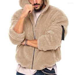Men's Hoodies Outerwear Mens Wool Zip-up Long Sleeve Fleece Sweatshirts Winter Warm Men Casual Hooded Jackets Streetwear Coats