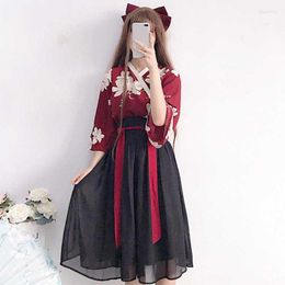 Party Dresses Hanbok Floral Korean Style Kawaii Girls Yukata Summer Top Skirts Outfits Dress For Women Vintage Haori Asian Clo