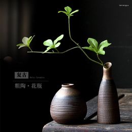 Vases Antique Ceramic Small Vase Mini Desktop Flower Stand Japanese-style Crude Pottery Hydroponic Arrangement