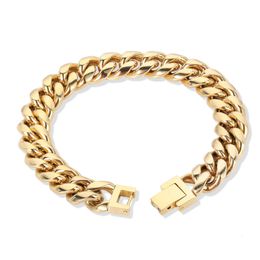 Bangle ESKEEM Wholesale Men Stainless Steel Cuban Chain Bracelet Miami 18K PVC Gold Plated Hip Hop Bracelet 230824