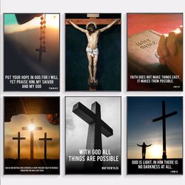 Paintings Religion Church Christian Quote Bible Poster Jesus Cross Canvas Painting Home Living Room Wall Mural Decoration Picture Cuadros 230823