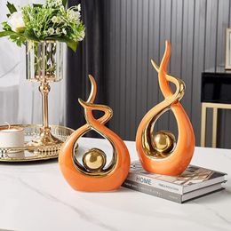Decorative Objects Figurines Ceramics Statue Figurine Home Decor Modern Abstract Art Ornaments Sculpture Decoration for Living Room Table Centrepiece 230823