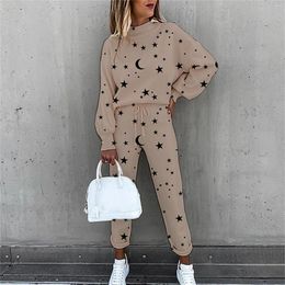 Women's Tracksuits Long Sleeve Printed Pullover Tops And Drawstring Joggers 2 Piece Suit Office Suits For Women Two Vest Skirt