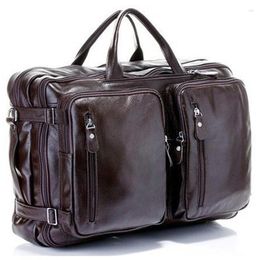 Duffel Bags Multi-Function Genuine Leather Men Travel Bag Backpack Duffle Tote Luggage& Shoulder Large