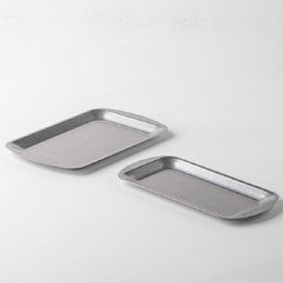 Plates Long Strip Plate Household Stainless Steel BBQ Inventory Heart Ins Wind Tray Retro Dinner