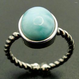 Cluster Rings Simple Women Larimar Bohemian In 925 Sterling Silver Jewelry For Birthday Party Gift