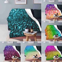 Blankets Sparkly Sequins Print Blanket Geometric Glitter Fleece Sleep Blanket Soft Warm Aesthetic Bedspread Lightweight for Kids Boy Girl R230824