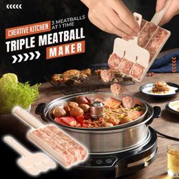 Creative Kitchen Triple Meatball Maker Useful Meatball Maker Machine Fish Ball Set DIY Home Cooking Tool Kitchen Accessories HKD230810