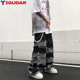 Men's Jeans Tassel Pants Men's Fashion Pendant Wide Leg Hip Hop Lazy Wind baggy Jeans Couple's Pants Loose Jeans Men y2k streetwear 230823