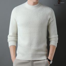 Men's Sweaters Fashion Thickening Warm Sweater Half Turtleneck Solid Color Pullover Long-sleeved Wool Clothing