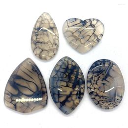 Pendant Necklaces 5pcs/lot Natural Stone Dragon Vein Agate Black Stripe Crack Healing Aura Pendants For Jewellery Making Necklace Earrings