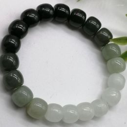 Strand Genuine Natural Hetian Jade Bracelet Women Fine Jewelry Certified White Jades Stone Bead Elastic Beaded Gradient Bracelets Gifts