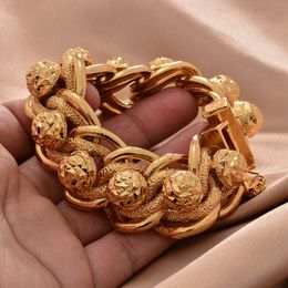 Bangle Dubai Gold Color Bracelets For Men Women Wedding Link Chain Islamic Muslim Arab Middle Eastern Jewelry African Bracelet Gifts 230824