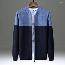 Men's Sweaters 2023 Autumn And Spring Contrasr Cotton Knitted Color Lapel Casual Male Knitting Sweater Cardigan Mens Clothing X12