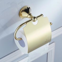 Bath Accessory Set Gold Toilet Paper Holder Circular Wall Mounted Bathroom