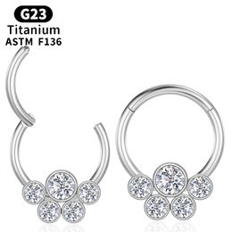 Piercing Clicker Tragus Industrial Nose Ring Titanium Zircon Cartilage G23 Labret Hinge Section Earrings Sexy Helix Body Jewelry