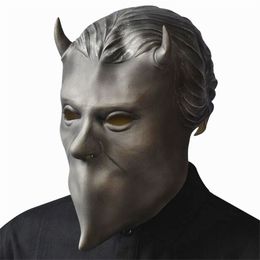 Party Masks Nameless Ghouls Mask Deluxe Latex Ghost Band Grucifix Mask Halloween Cosplay Props Headgear 230824