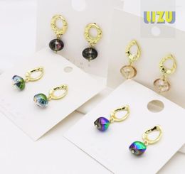 Dangle Earrings European And American Alloy Simple Fashion Crystal Light Bead Irregular Coloured Glass