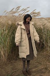 Women's Trench Coats Winter 2023 Long Loose Thickened Over Knee Cotton Tide Windproof Warm Clothing Jackets