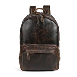 Backpack Quality Real Leather Design Men Women Travel Casual Daypack Fashion Knapsack College School Student Laptop Bag Unisex