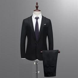Men's Slim Button Suit Pure Color Dress Blazer Host Show Jacket Coat & Pant #4D26290w