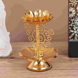 Candle Holders 4 5 Inch Tea Light Iron Flower Golden Alloy Oil Lamp For Home Temples Living Room Decor