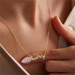 Pendant Necklaces Custom Name Stainless Steel Necklace for Women Personalised Arabic Hebrew Letter Men Gold Cross Chain Choker Jewellery 230825