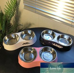 Simple Melamine Dog Bowl Pet Bowl Jarre Aero Corgi Teddy Schnauzer Tableware Drinking Water Cat Basin Dog Basin Food Basin Double Bowl 33*17.5 * 6cm
