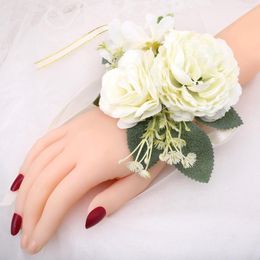 Decorative Flowers Bridesmaid Pearl Big Wrist Flower Wedding Simulation Bride Handmade Sister Group Celebration Party Supplies SW653