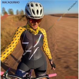 Racing Sets Women's Professional Triathlon Clothes Long Sleeve Cycling Skinsuits Macaquinho Ciclismo Feminino Jumpsuit Kits One Piece
